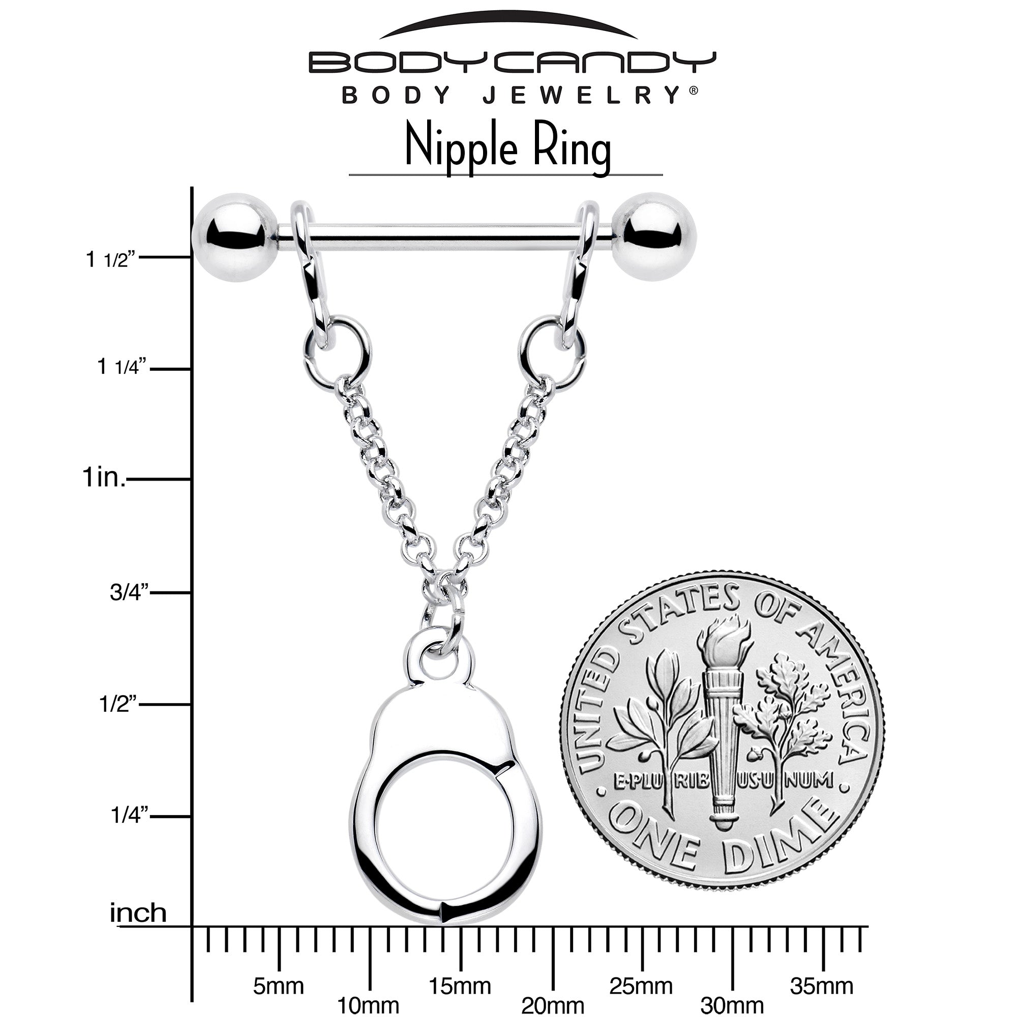 14G 3/4 Handcuff Chain Dangle Nipple Ring Set