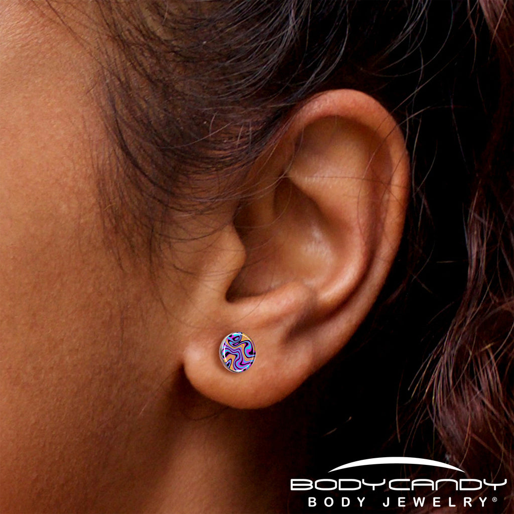 Funky Swirls Stud Earrings by Onyx O